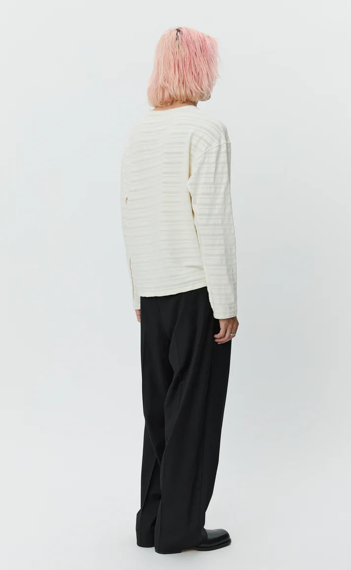 MFPEN - Round neck sweater off white stripe