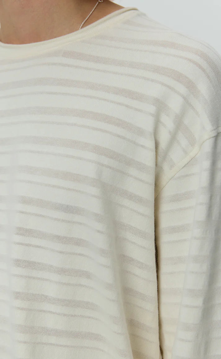 MFPEN - Round neck sweater off white stripe