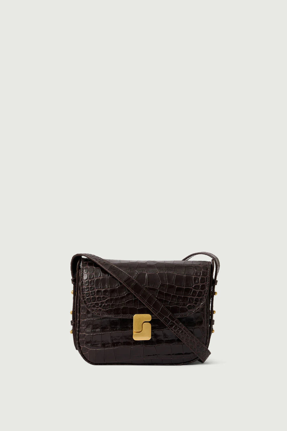 SOEUR - Sac bellissima mini croco marron foncé