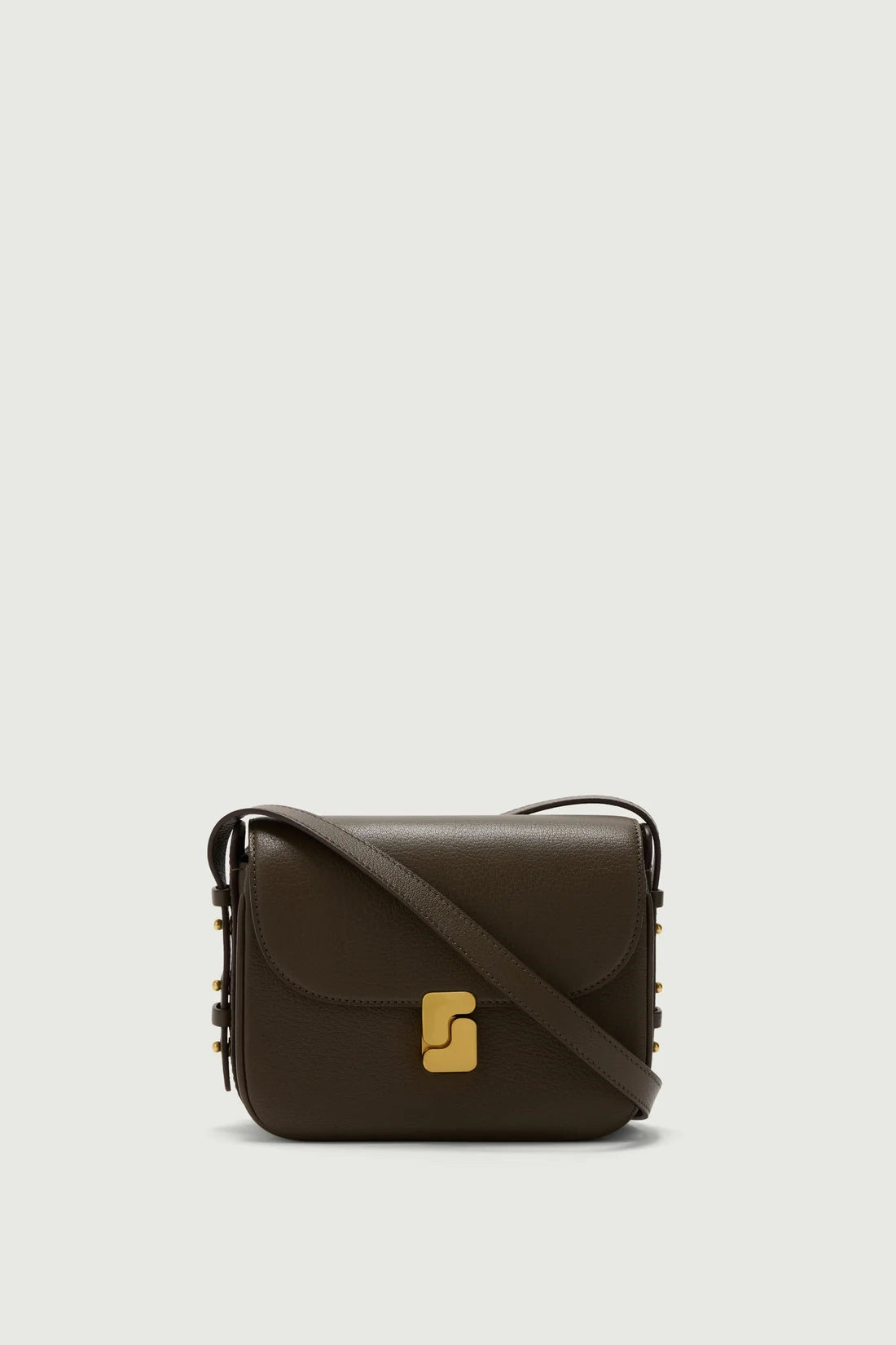 SOEUR - Petit sac bandoulière à boucle S en cuir grainé Bellissima mini Kaki foncé