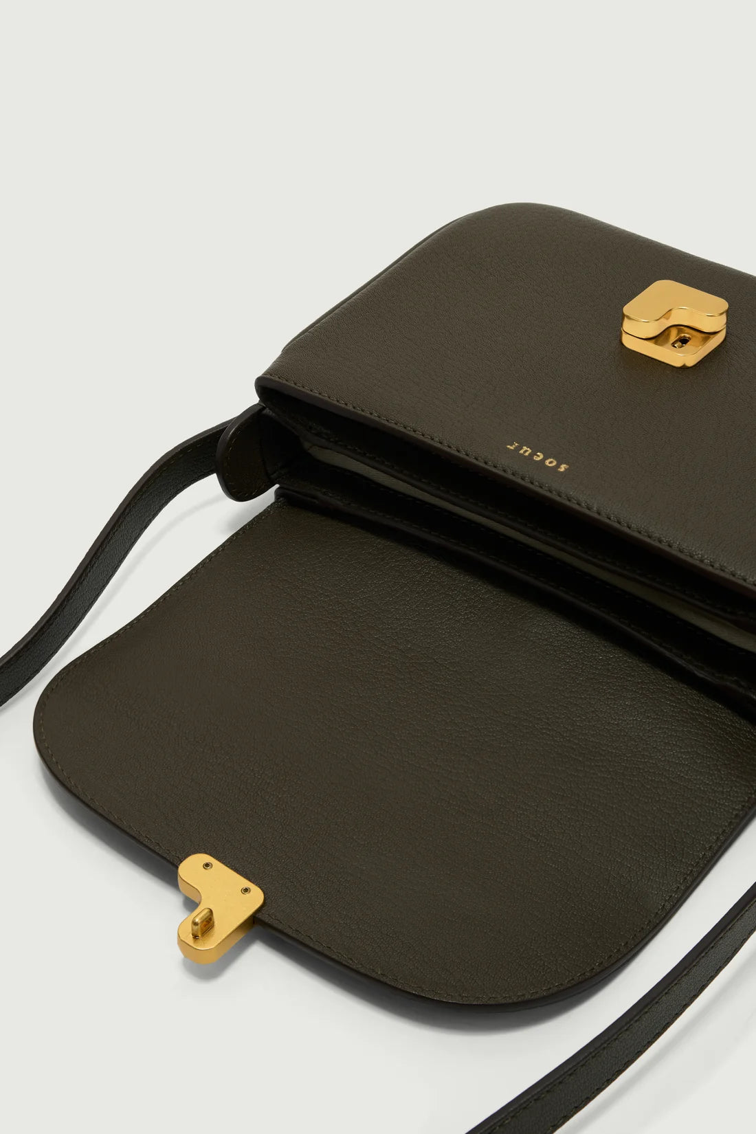 SOEUR - Petit sac bandoulière à boucle S en cuir grainé Bellissima mini Kaki foncé