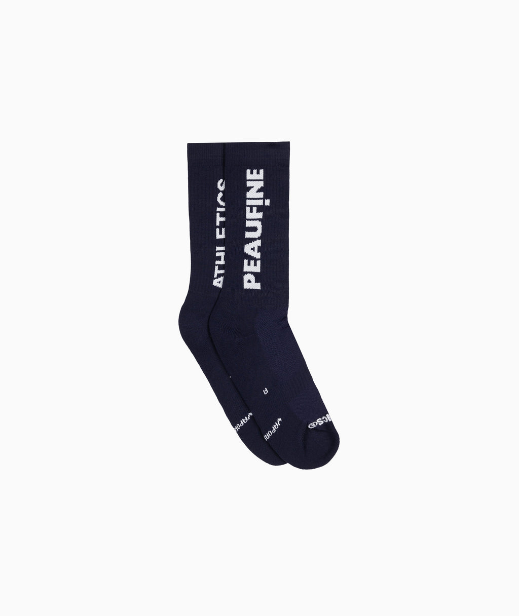 PEAUFINE ATHLETICS -  Chaussettes Vaporfeel  bleues logo blanc PEAUFINE ATHLETICS