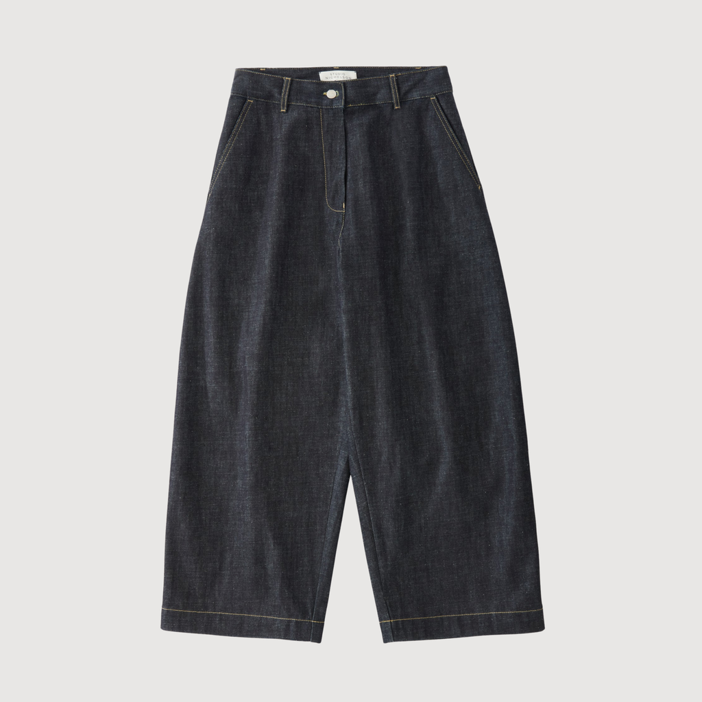 STUDIO NICHOLSON - Chalco Wide Leg Recycled Denim Pant Raw indigo