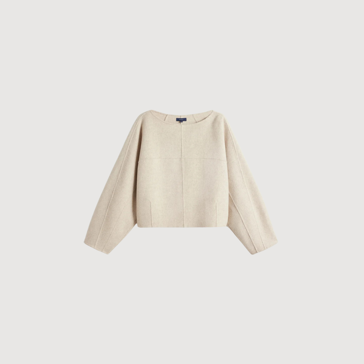 SOEUR - Haut boxy en laine double face Hora écru/gris