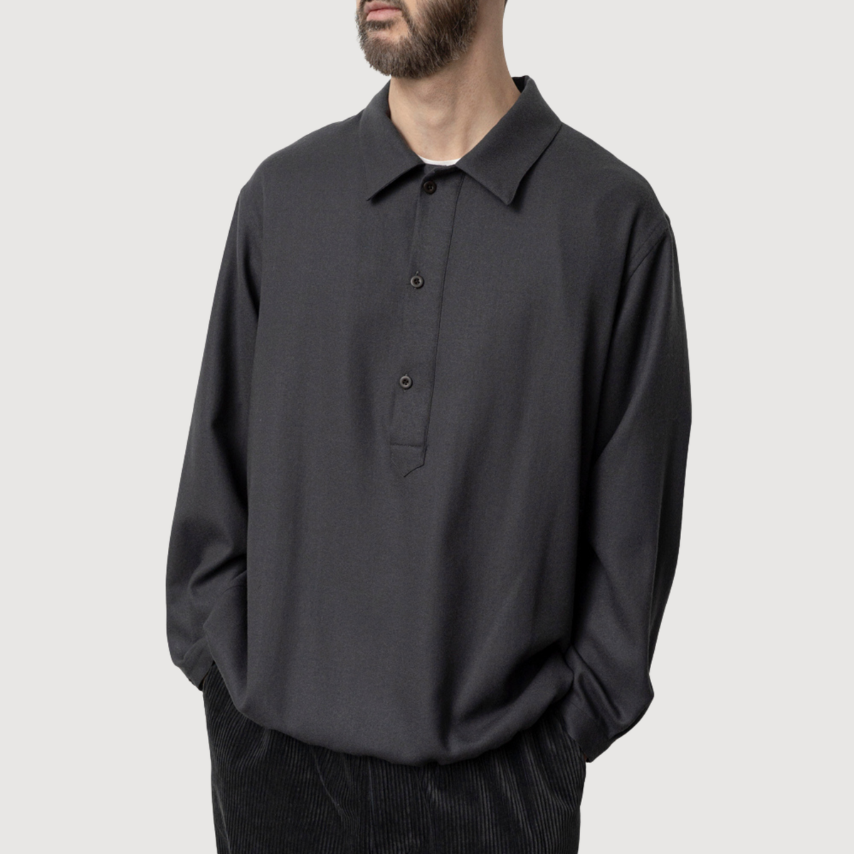 Still by hand - Wool shirt anorak Charcoal SH06263OS