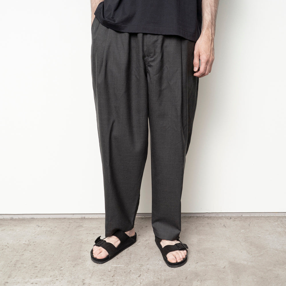 STILL BY HAND - Summer wool wide pant charcoal Pto9261os