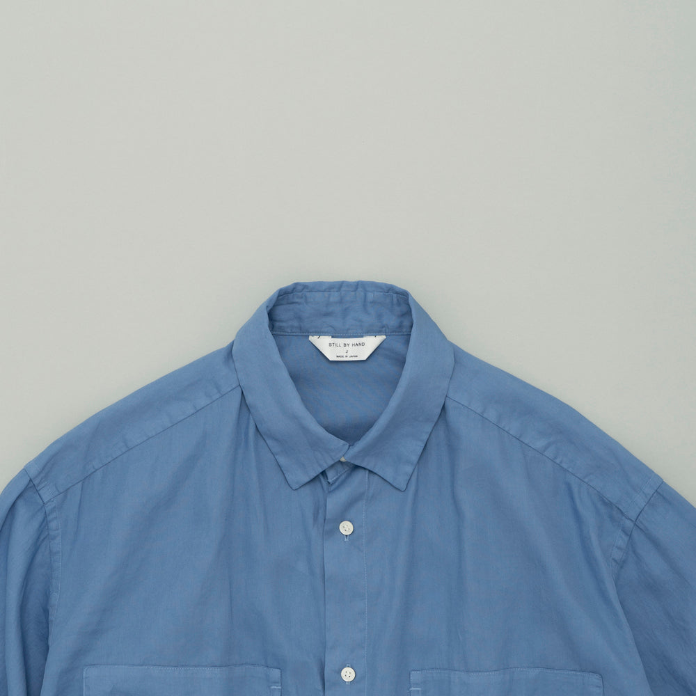 STILL BY HAND - Garment dye over-shirt sky blue Sho5261os