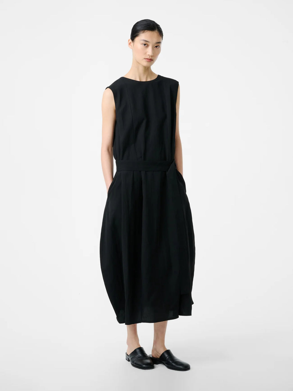 STUDIO NICHOLSON - Dress Wold linen black