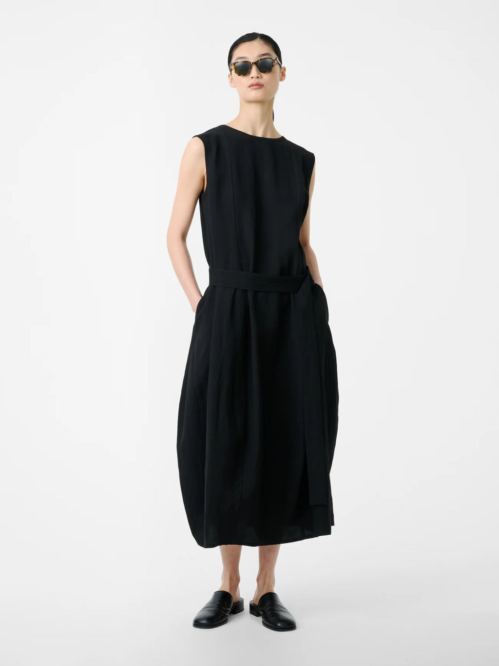 STUDIO NICHOLSON - Dress Wold linen black