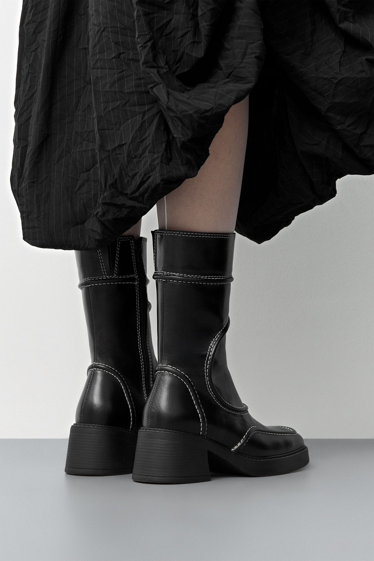 MIISTA - Malene boots black leather white stitching