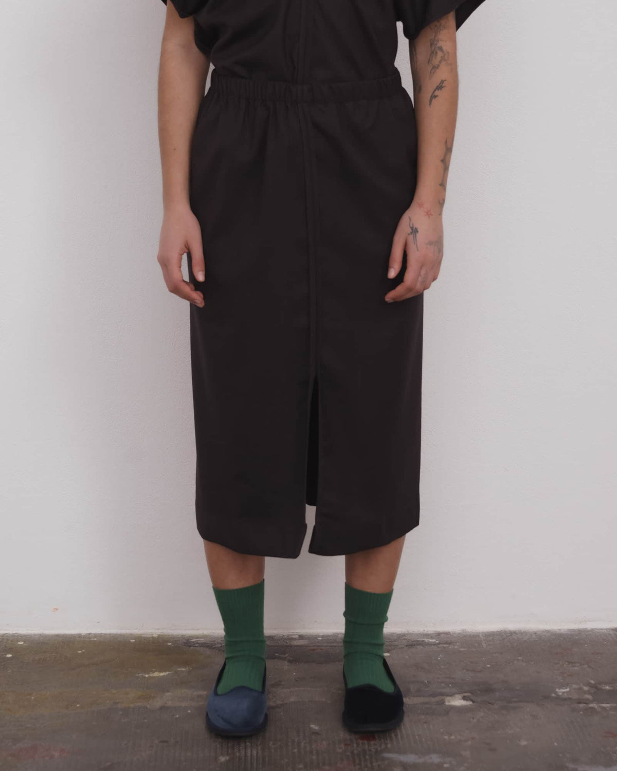 BASERANGE - Dadar skirt wool brown black