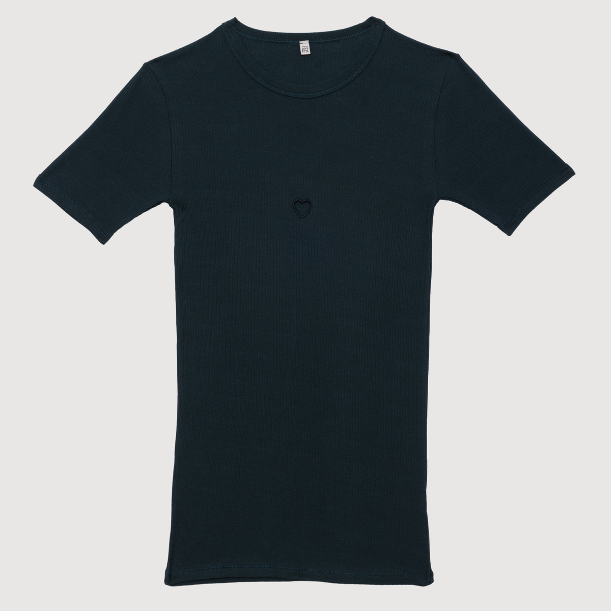 BASERANGE - Heart tee-shirt organic cotton rib Hirsu green
