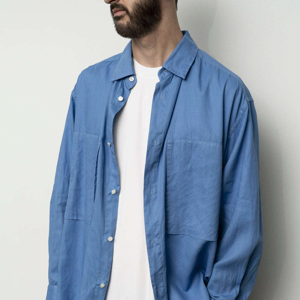 STILL BY HAND - Garment dye over-shirt sky blue Sho5261os