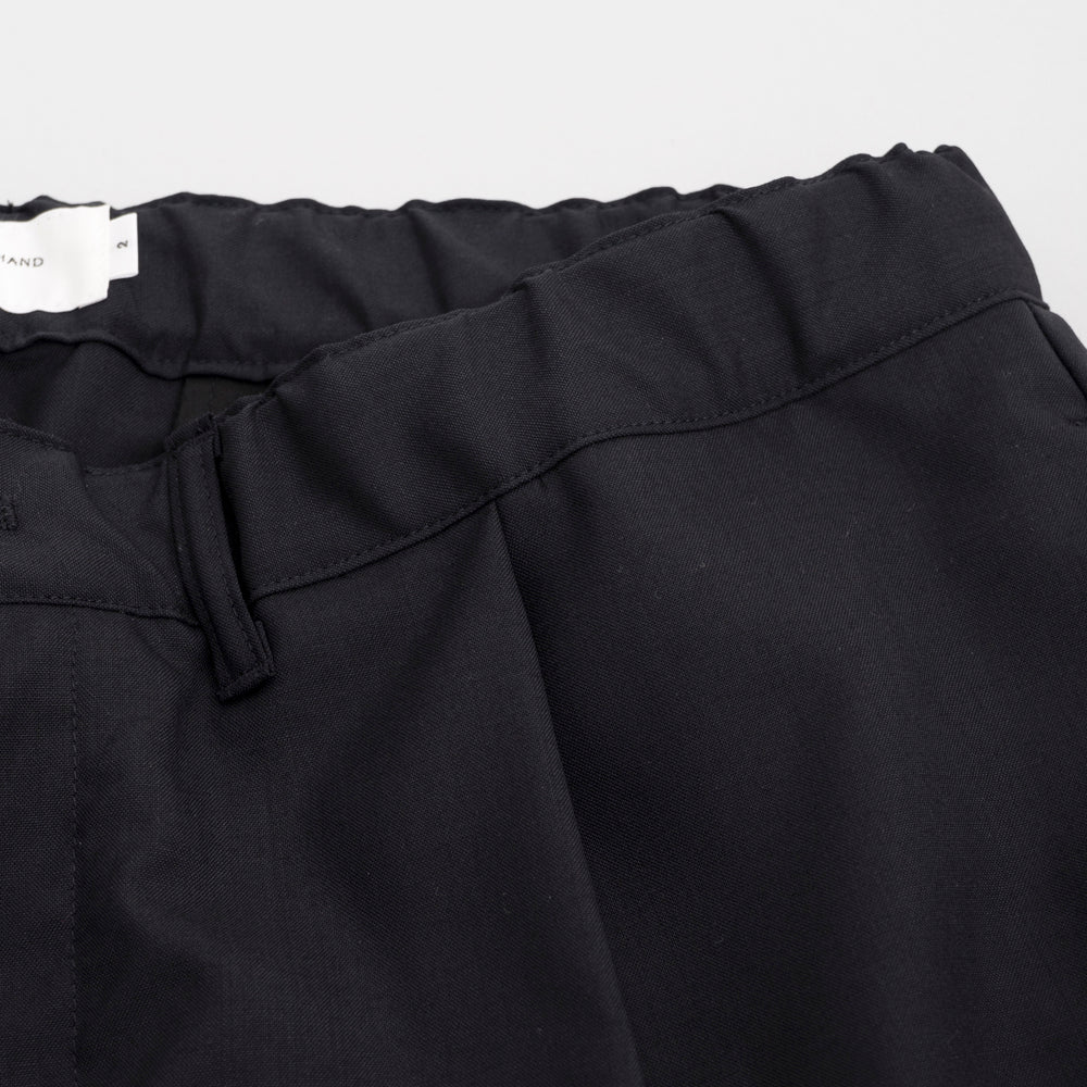 STILL BY HAND - Summer wool wide pant black navy Pto9261os
