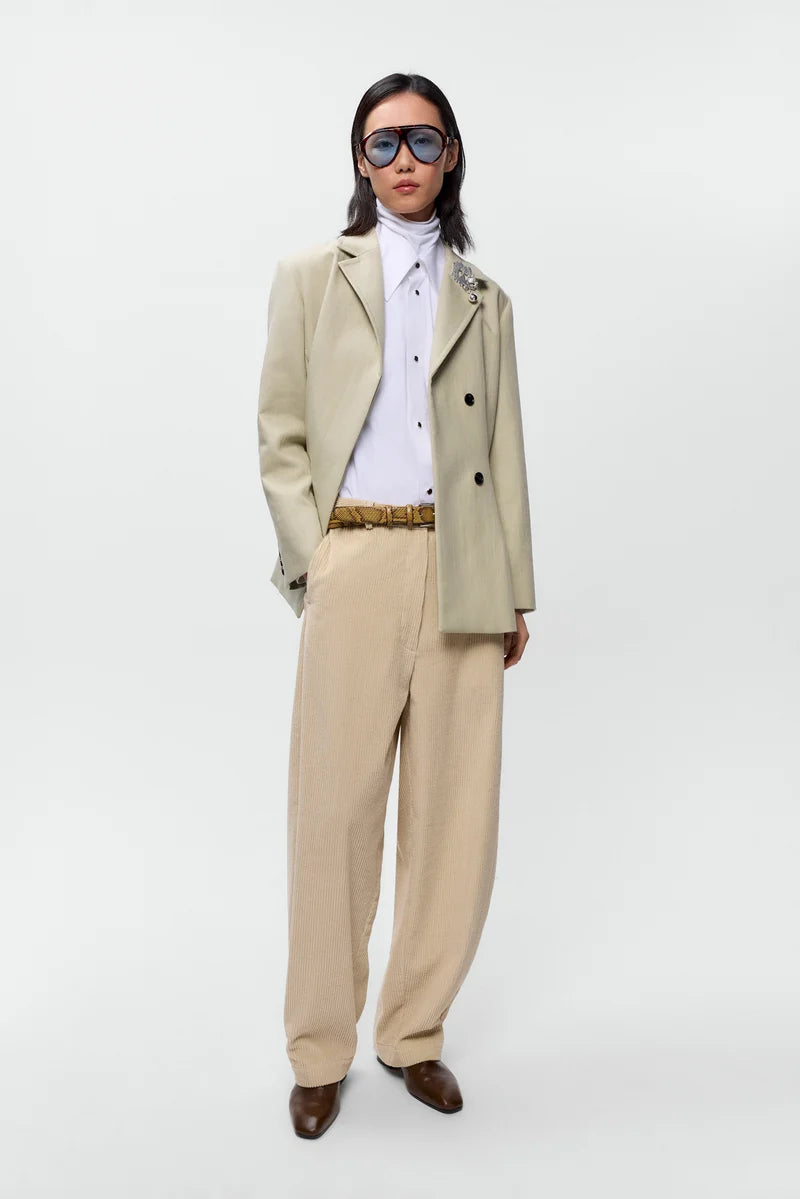 CORDERA - Corduroy curved pants Angora