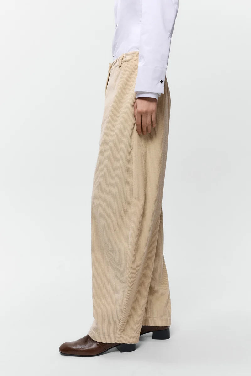 CORDERA - Corduroy curved pants Angora