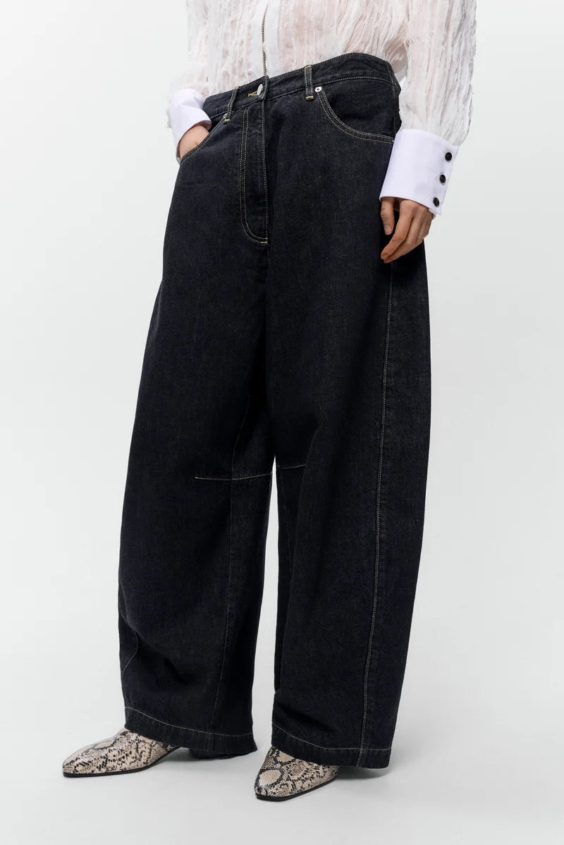 CORDERA - Curved baggy jeans black