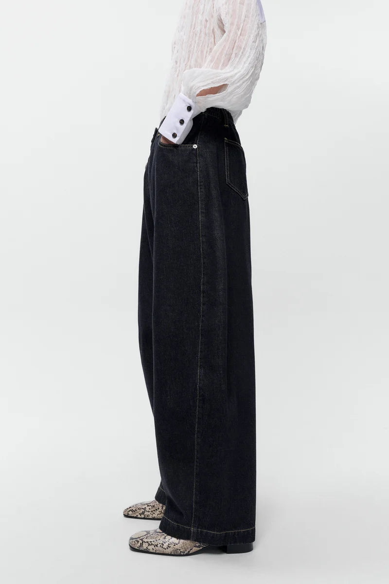CORDERA - Curved baggy jeans black