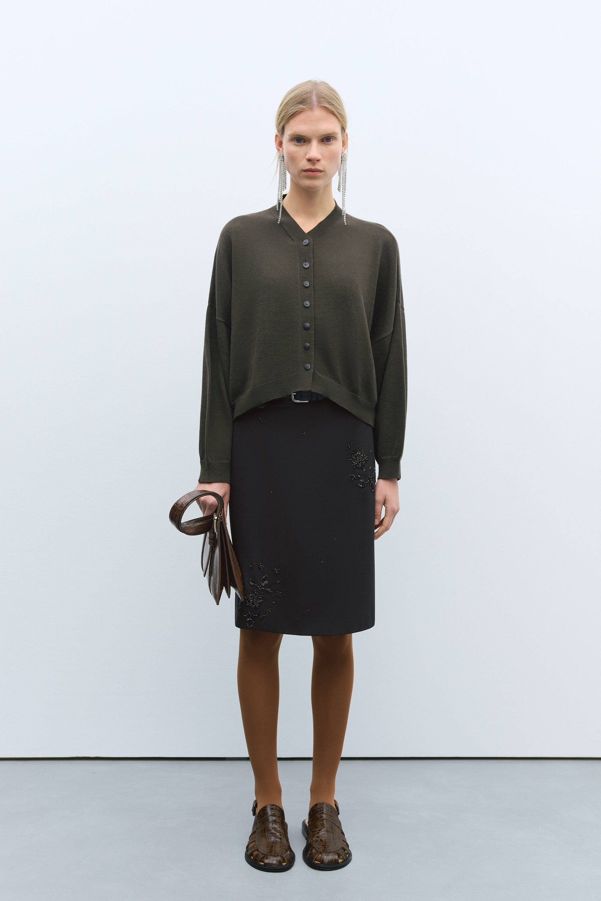 CORDERA - Cotton & cashmere cardigan dark moss CORDERA