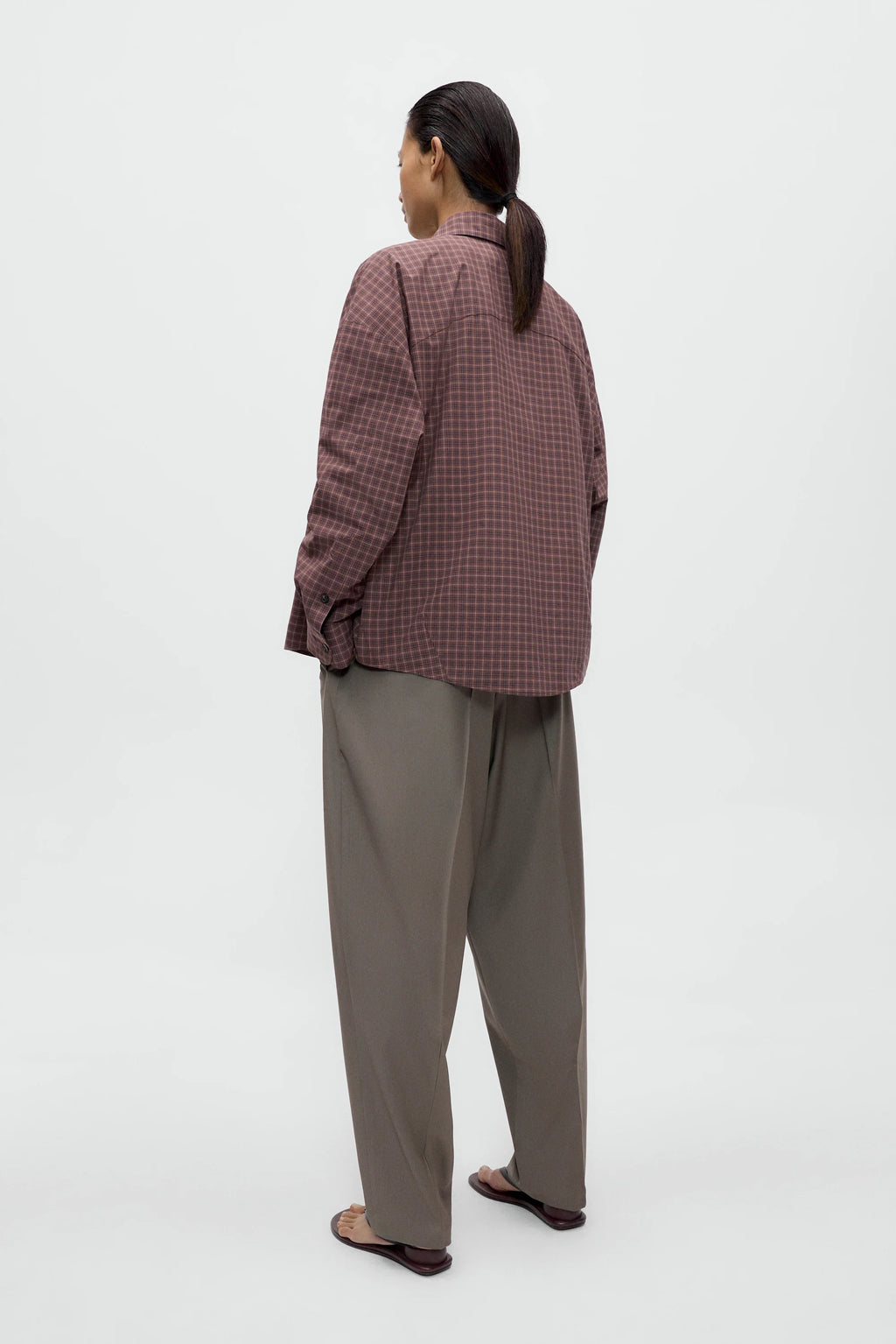 CORDERA - Checked oversized shirt Brown navy