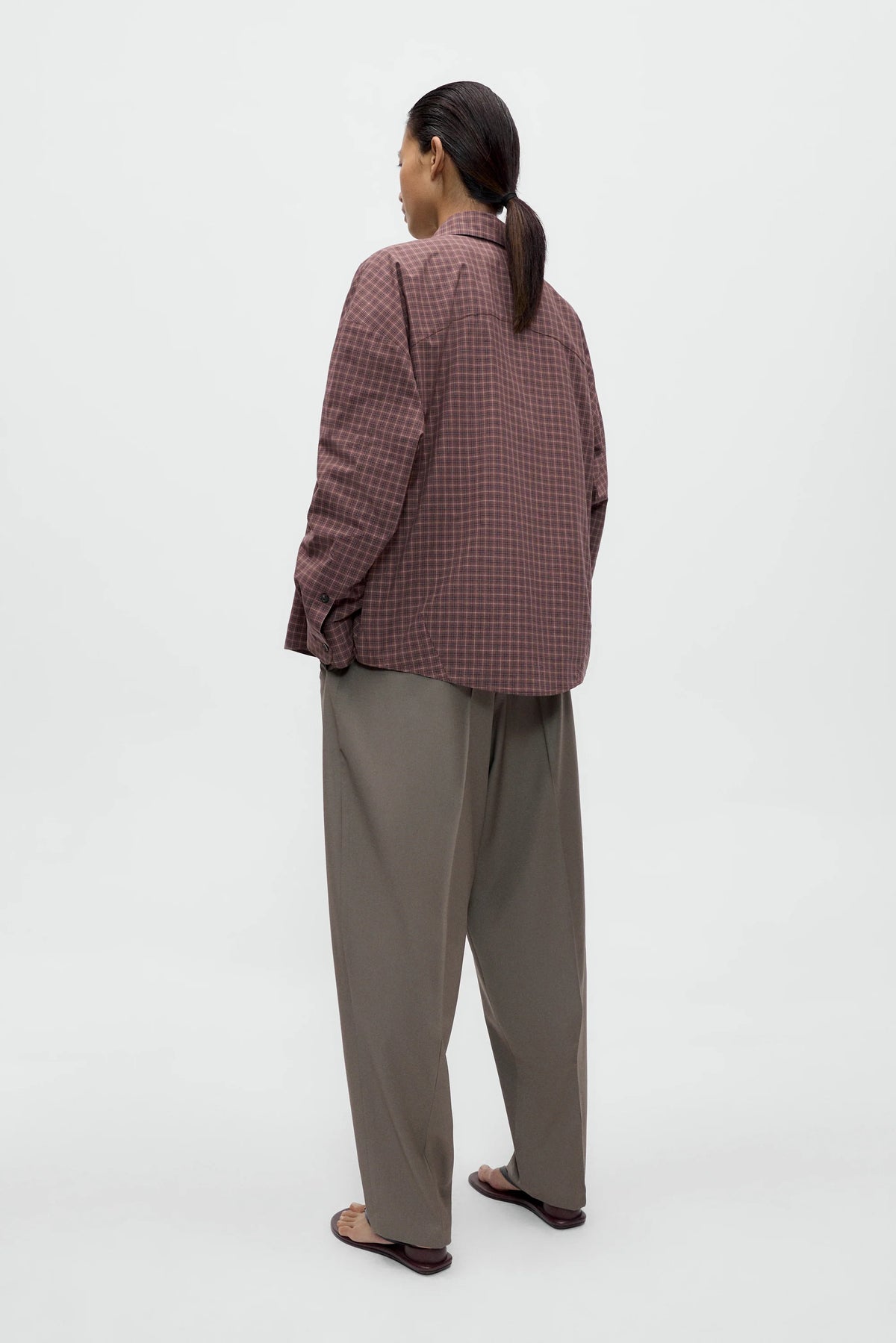 CORDERA - Checked oversized shirt Brown navy