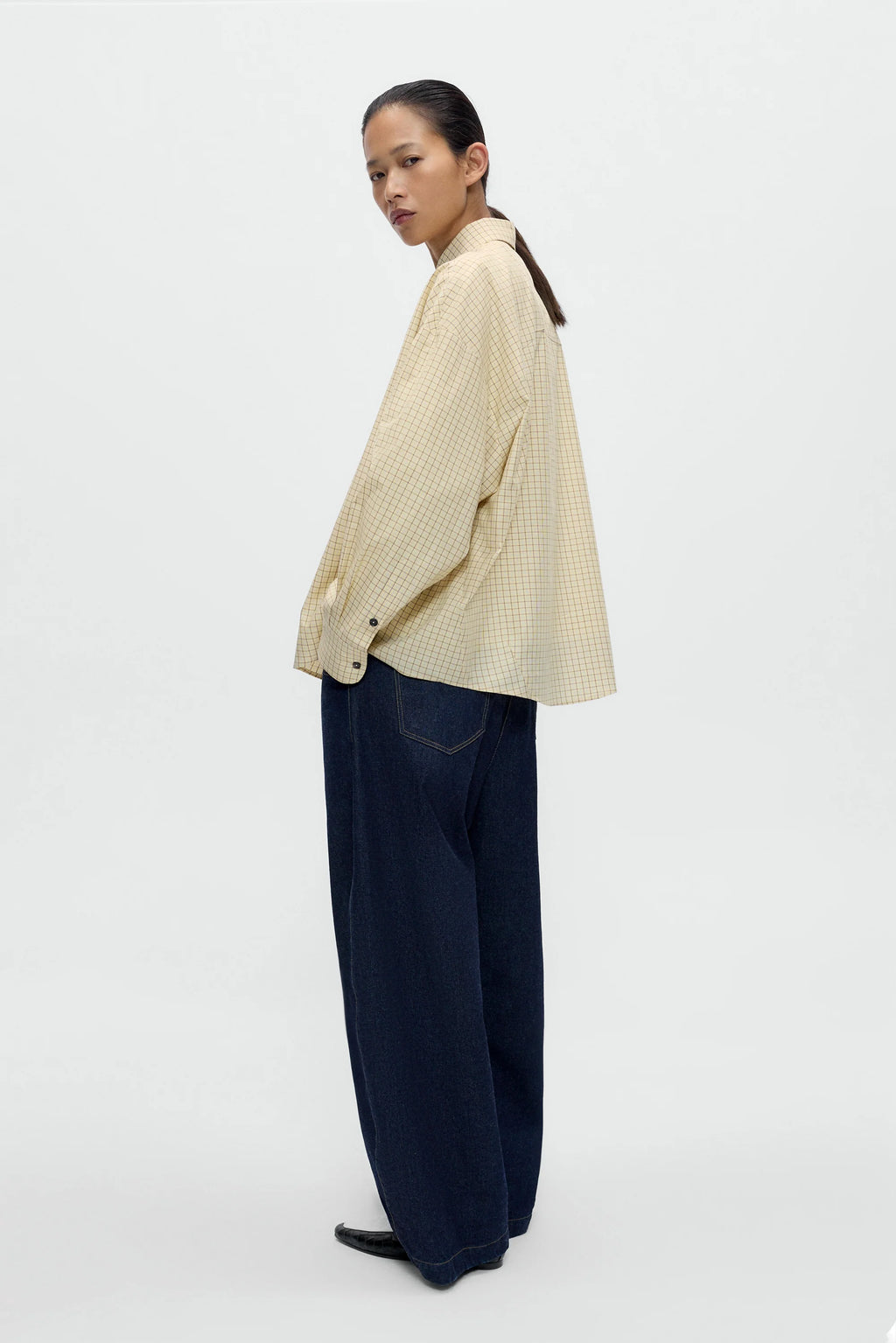 CORDERA - Checked oversized shirt Yellow brown