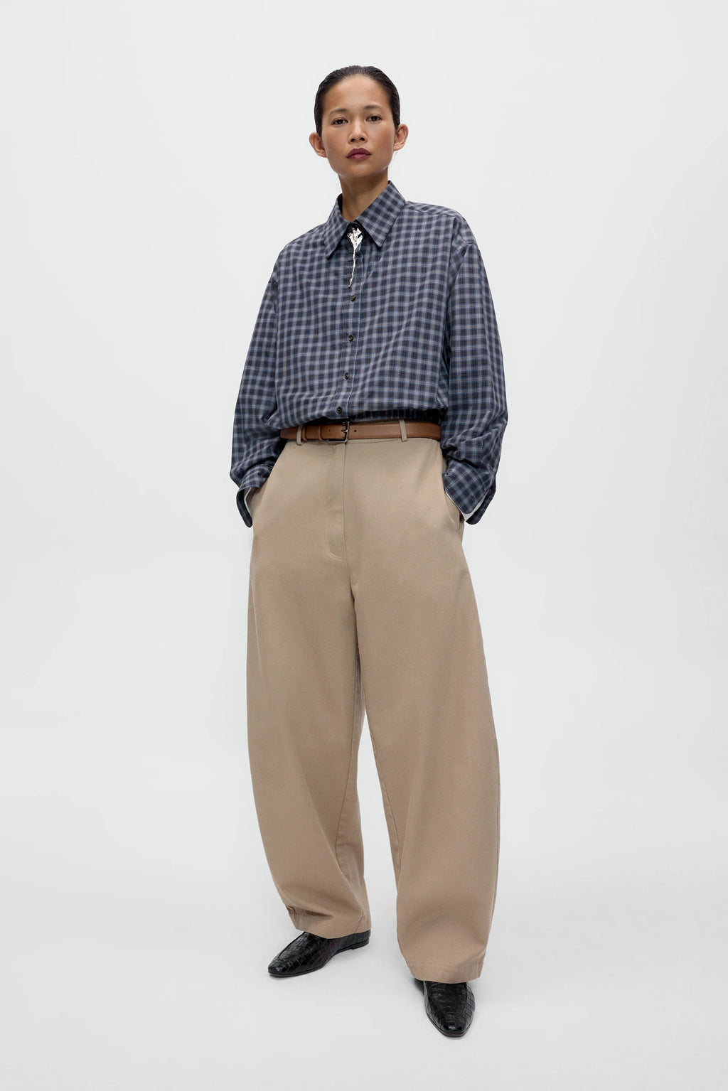 CORDERA - Cotton curved pants Camel