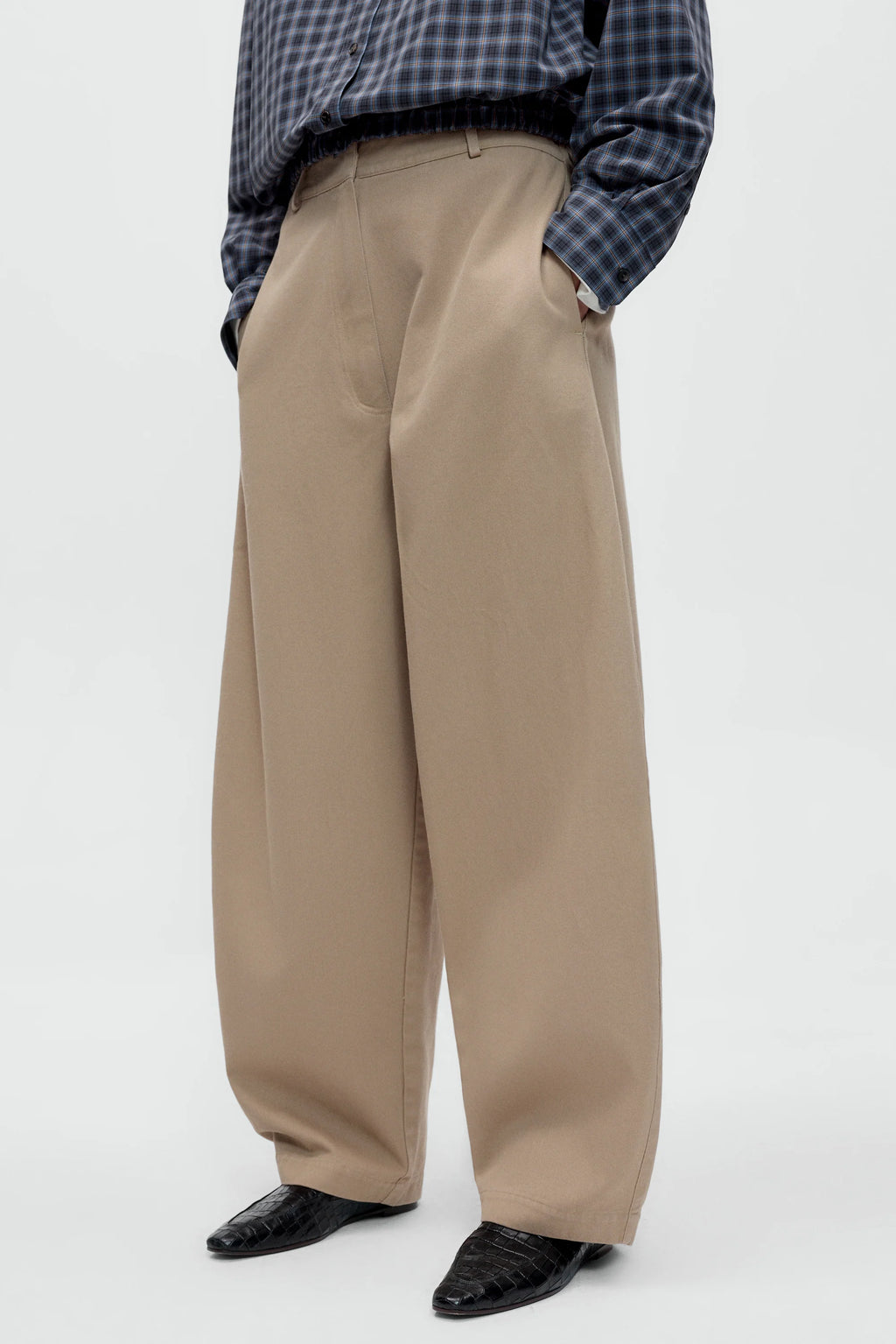 CORDERA - Cotton curved pants Camel