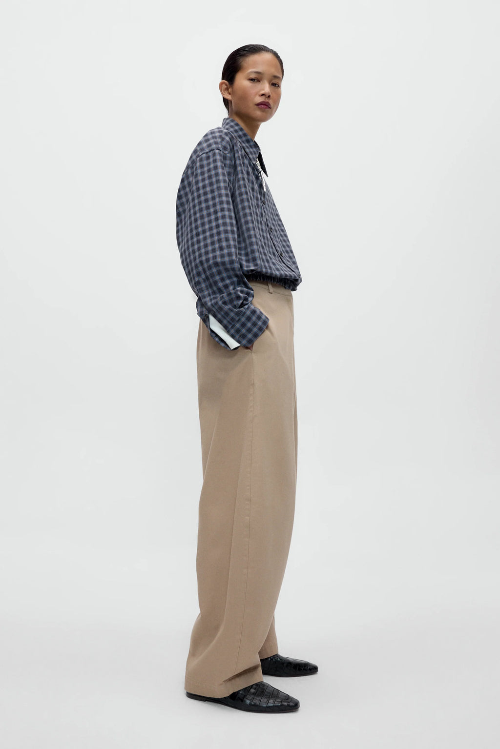 CORDERA - Cotton curved pants Camel