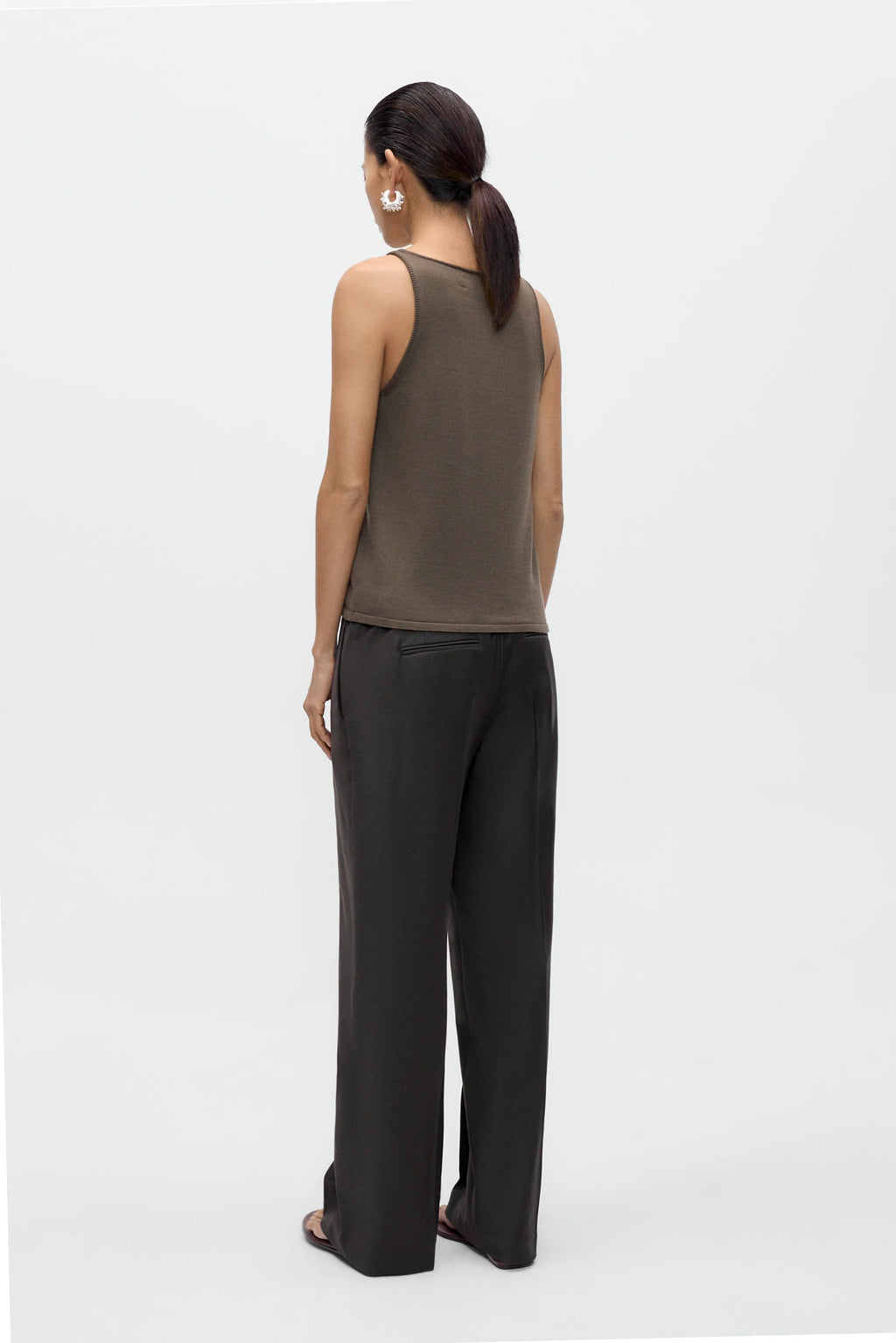 CORDERA - Low rise virgin wool pants dark brown