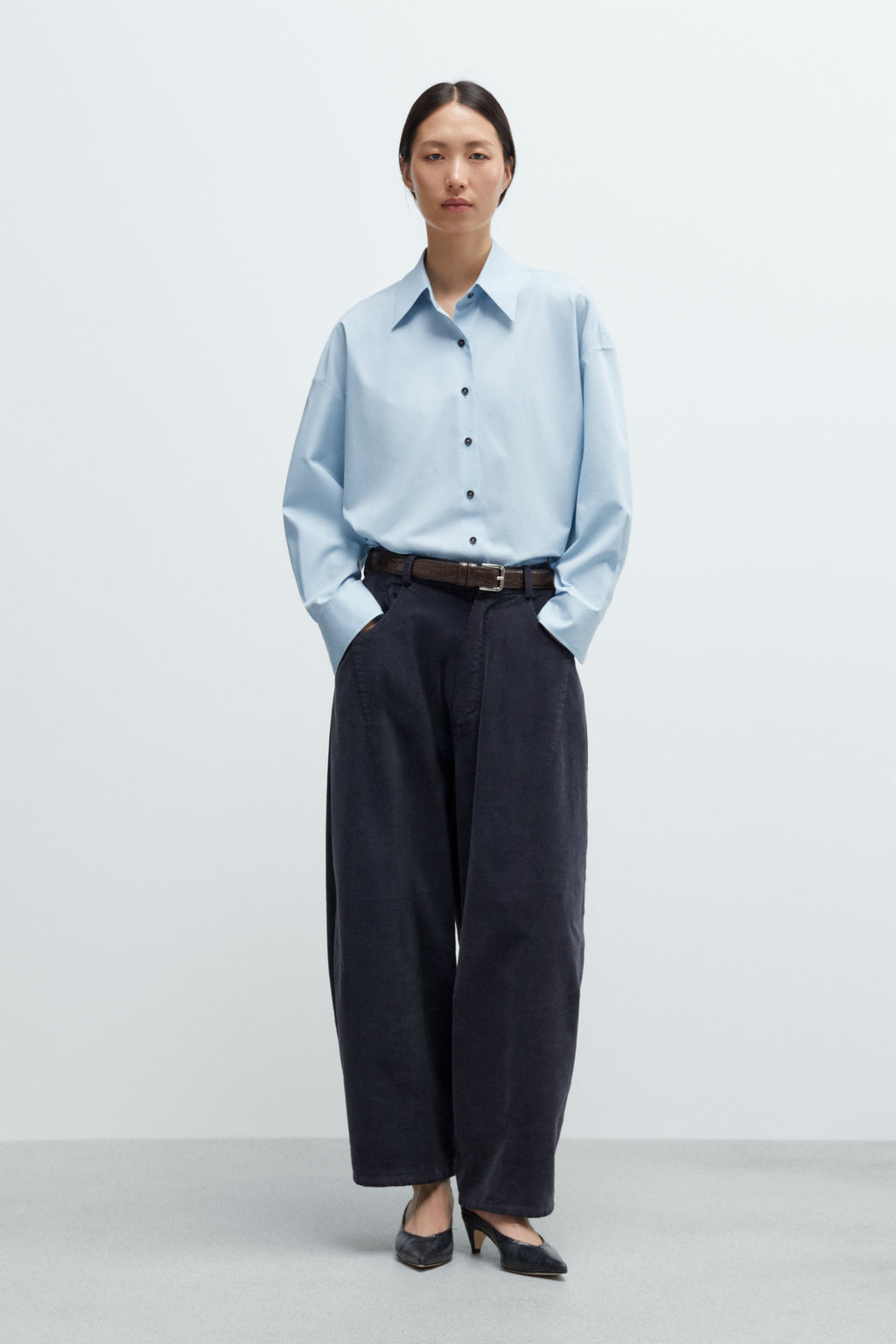 CORDERA - Corduroy baggy pants dusty blue