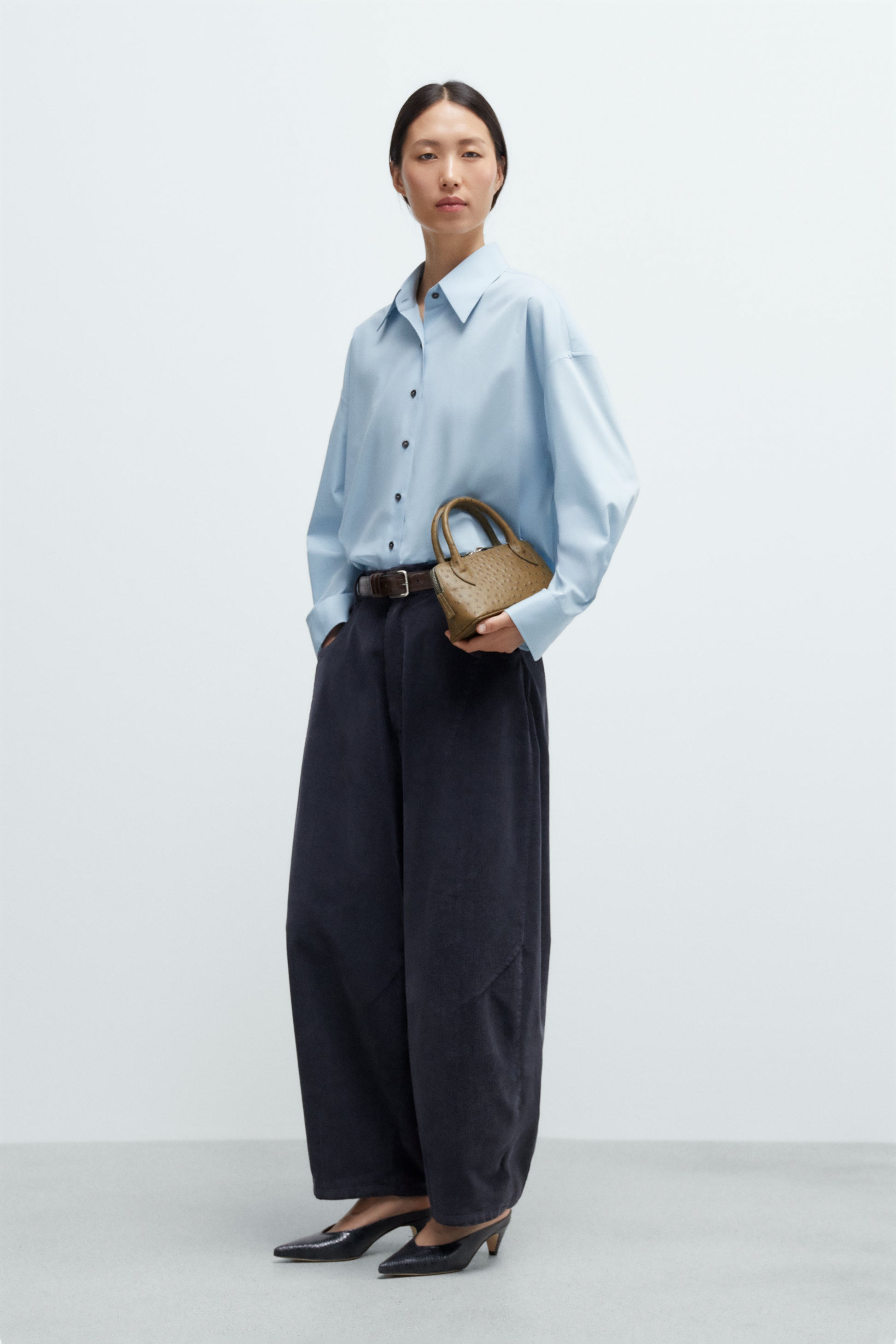 CORDERA - Corduroy baggy pants dusty blue