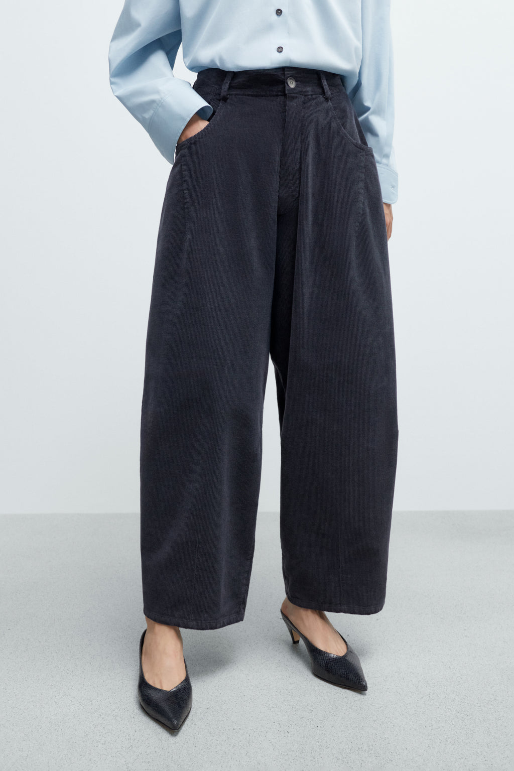 CORDERA - Corduroy baggy pants dusty blue