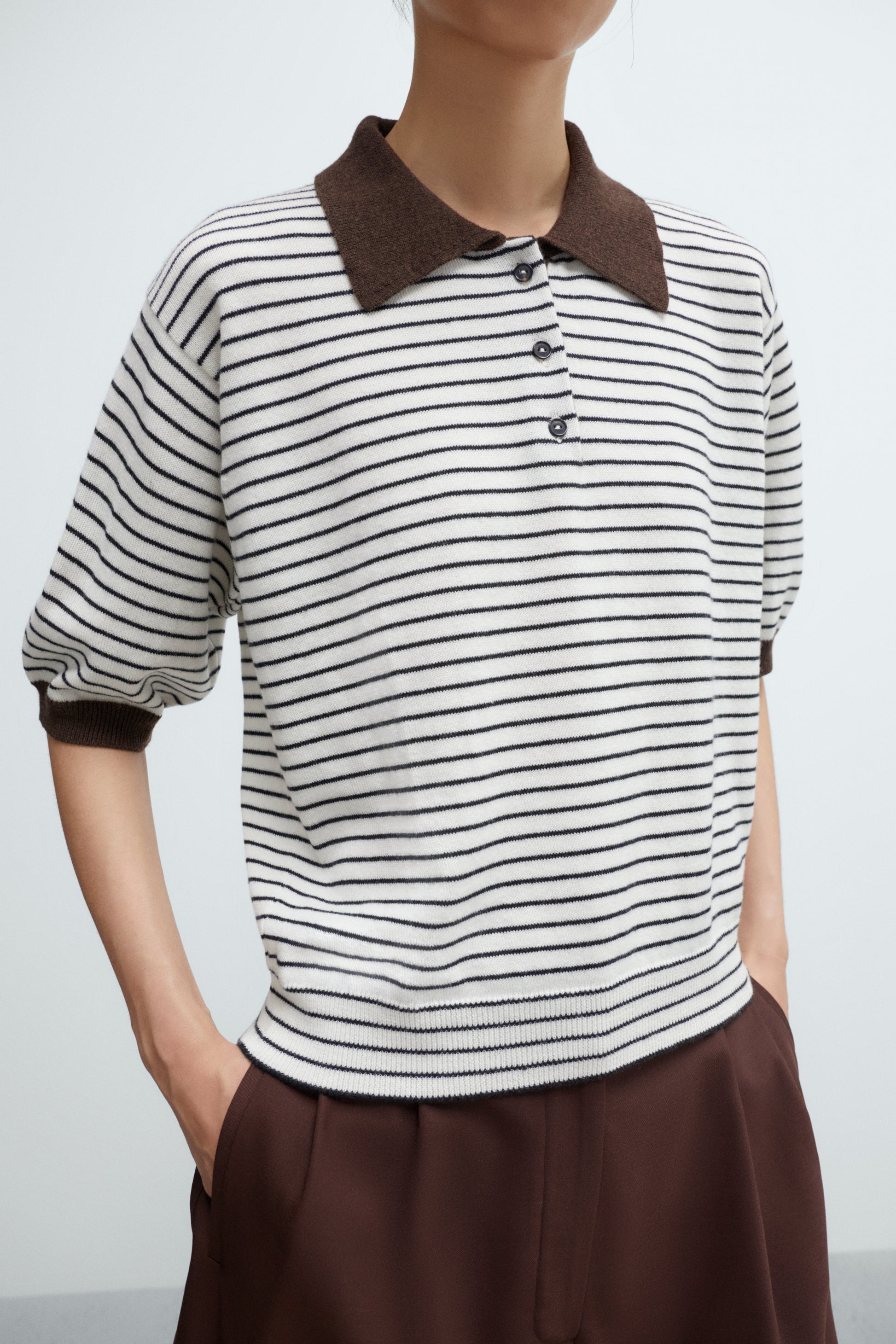 CORDERA - Merino wool striped polo