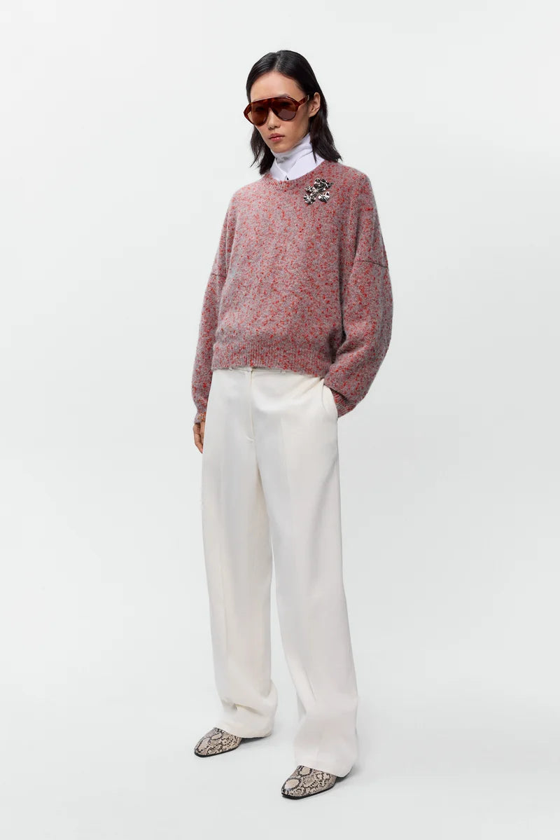 CORDERA - Speckled crewneck sweater malva