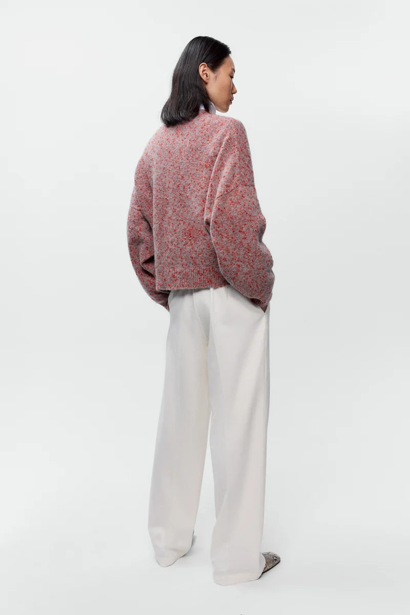 CORDERA - Speckled crewneck sweater malva