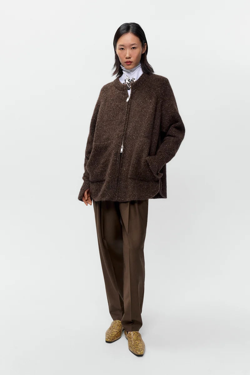 CORDERA - Speckled zip-jacket chocolate
