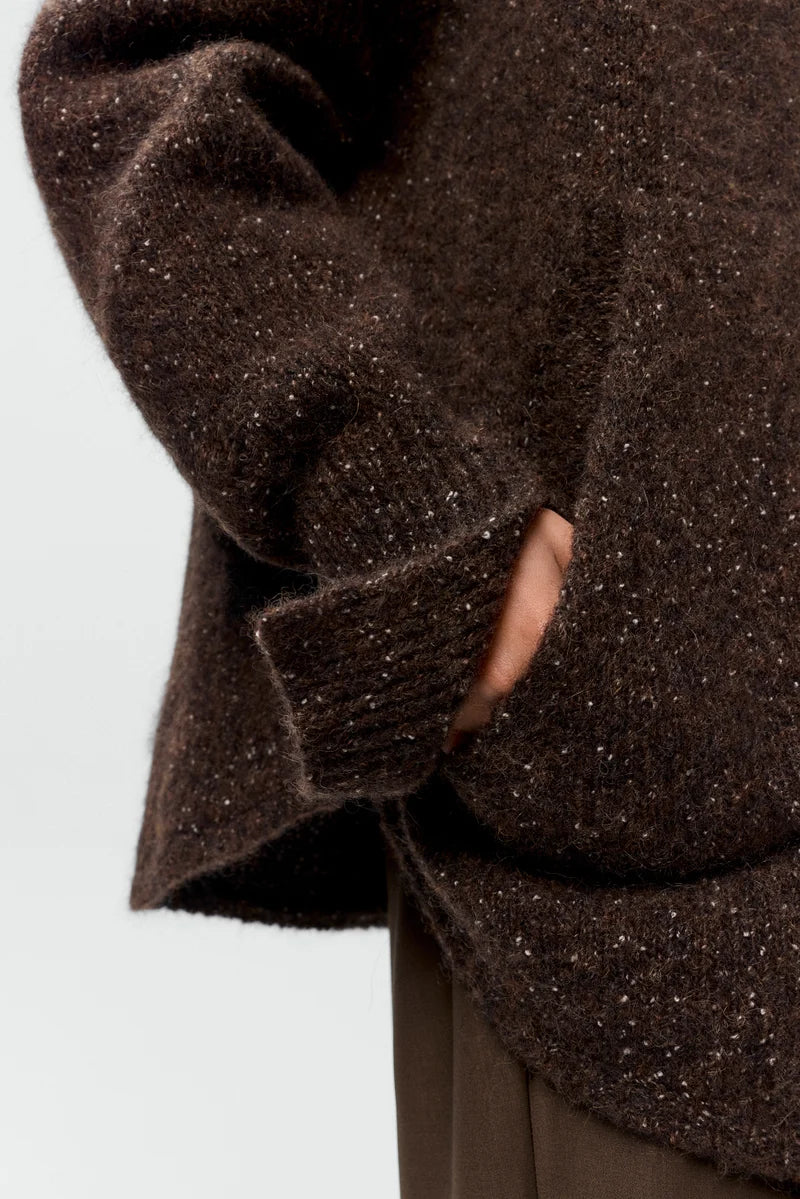CORDERA - Speckled zip-jacket chocolate