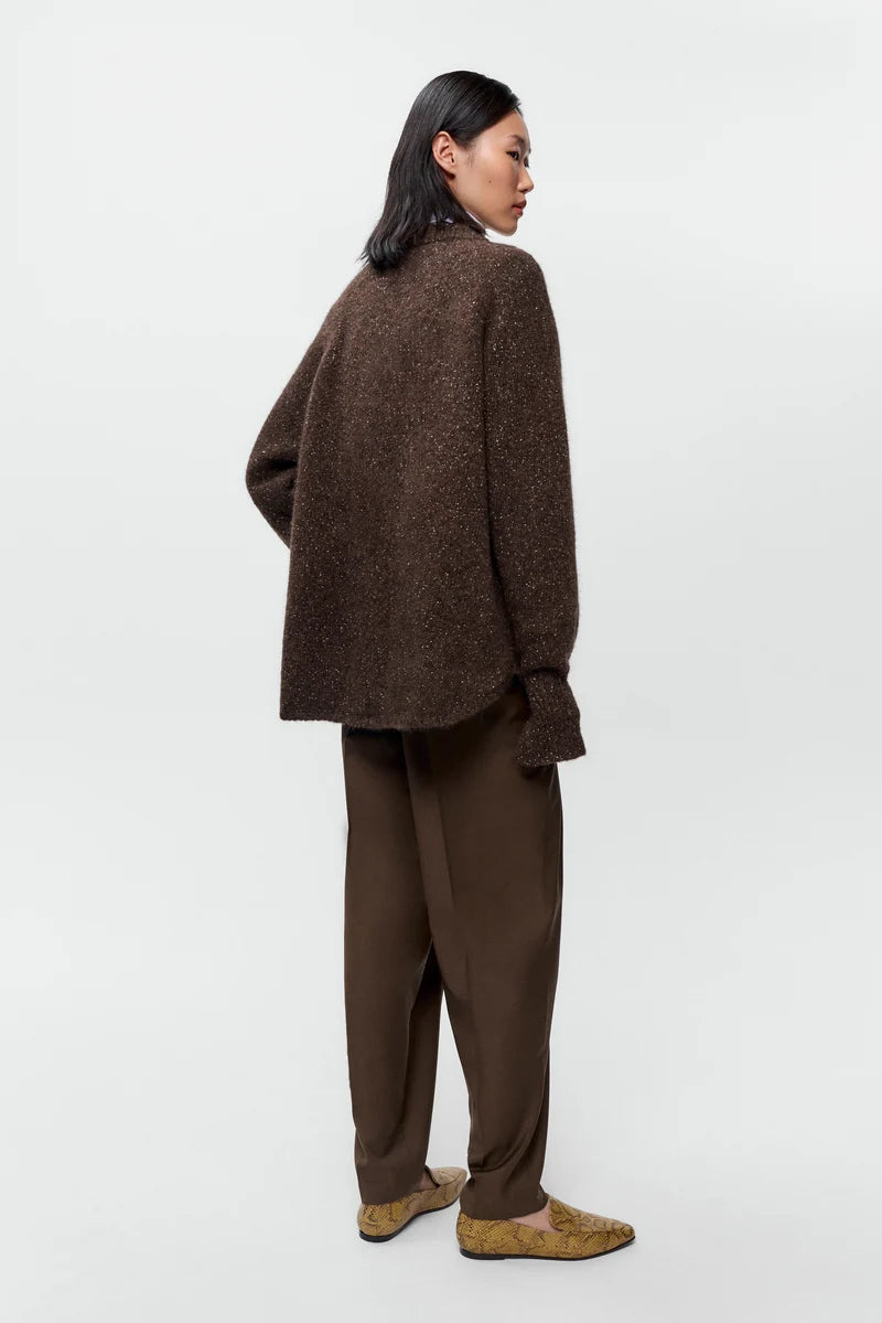 CORDERA - Speckled zip-jacket chocolate