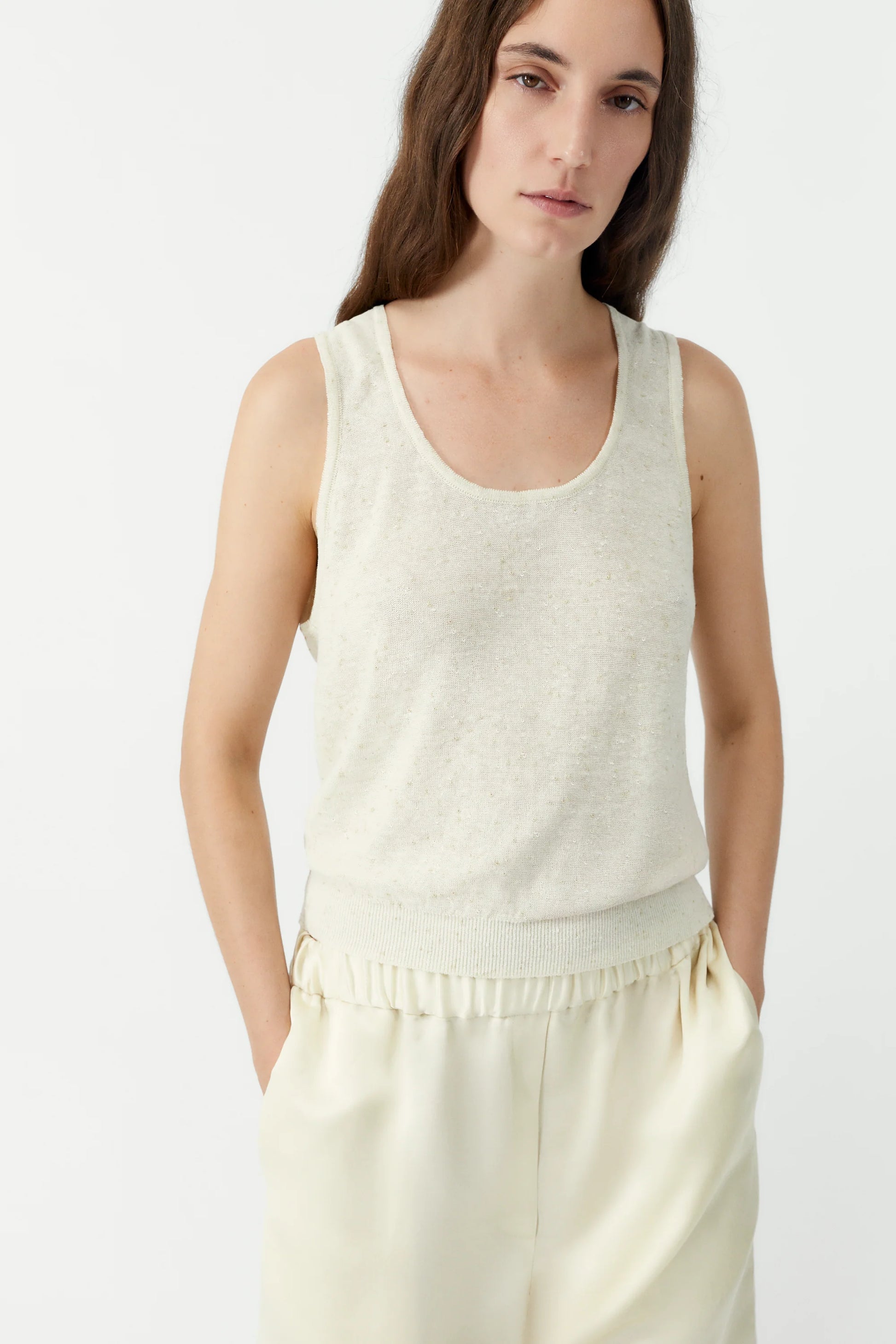 CORDERA - Linen and cotton flecked tank top