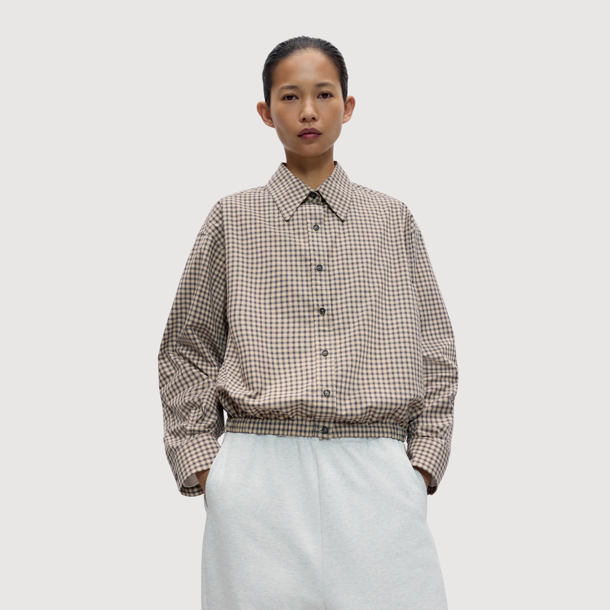 CORDERA - Checked bomber shirt black orange