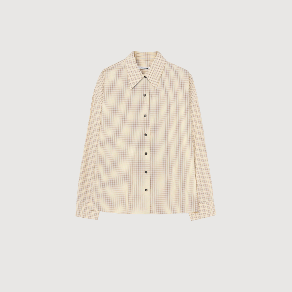 CORDERA - Checked oversized shirt Yellow brown