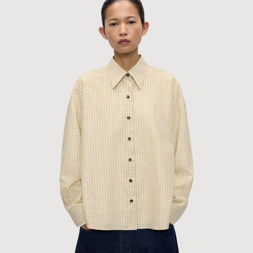 CORDERA - Checked oversized shirt Yellow brown