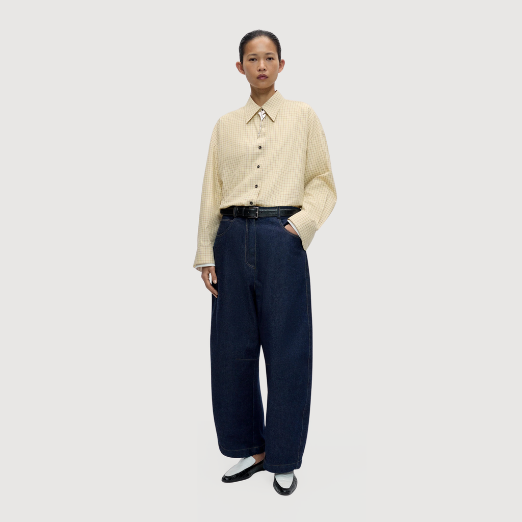 CORDERA - Checked oversized shirt Yellow brown