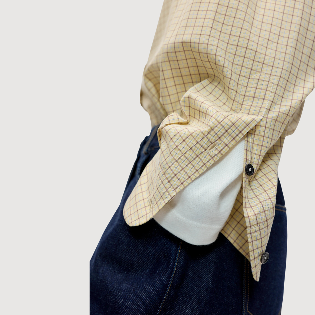 CORDERA - Checked oversized shirt Yellow brown