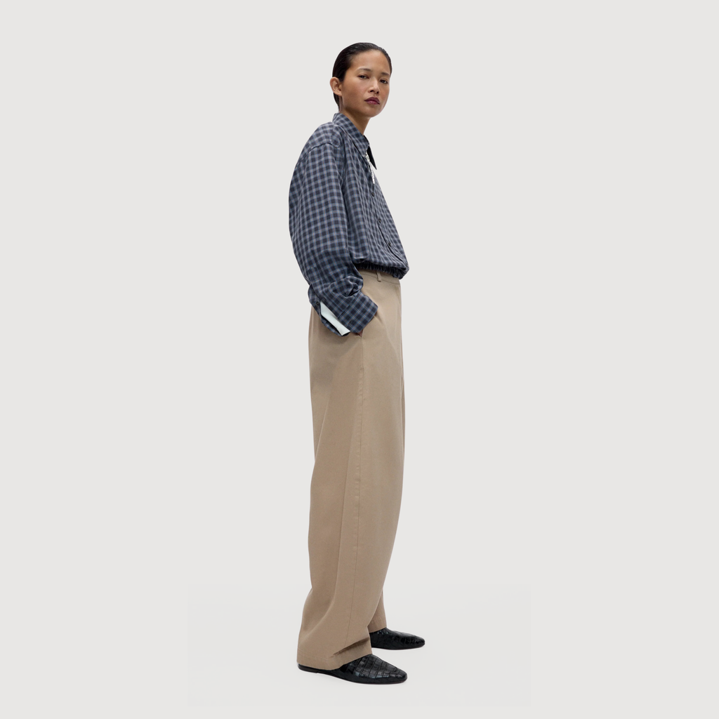 CORDERA - Cotton curved pants Camel