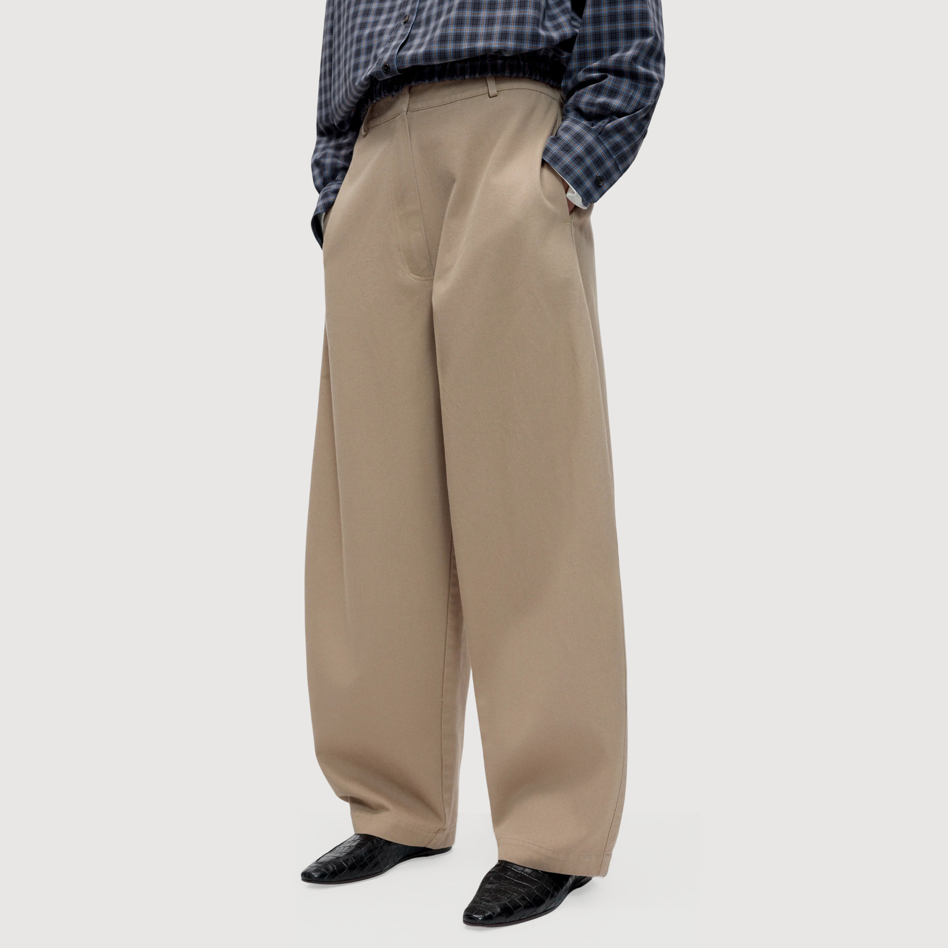 CORDERA - Cotton curved pants Camel