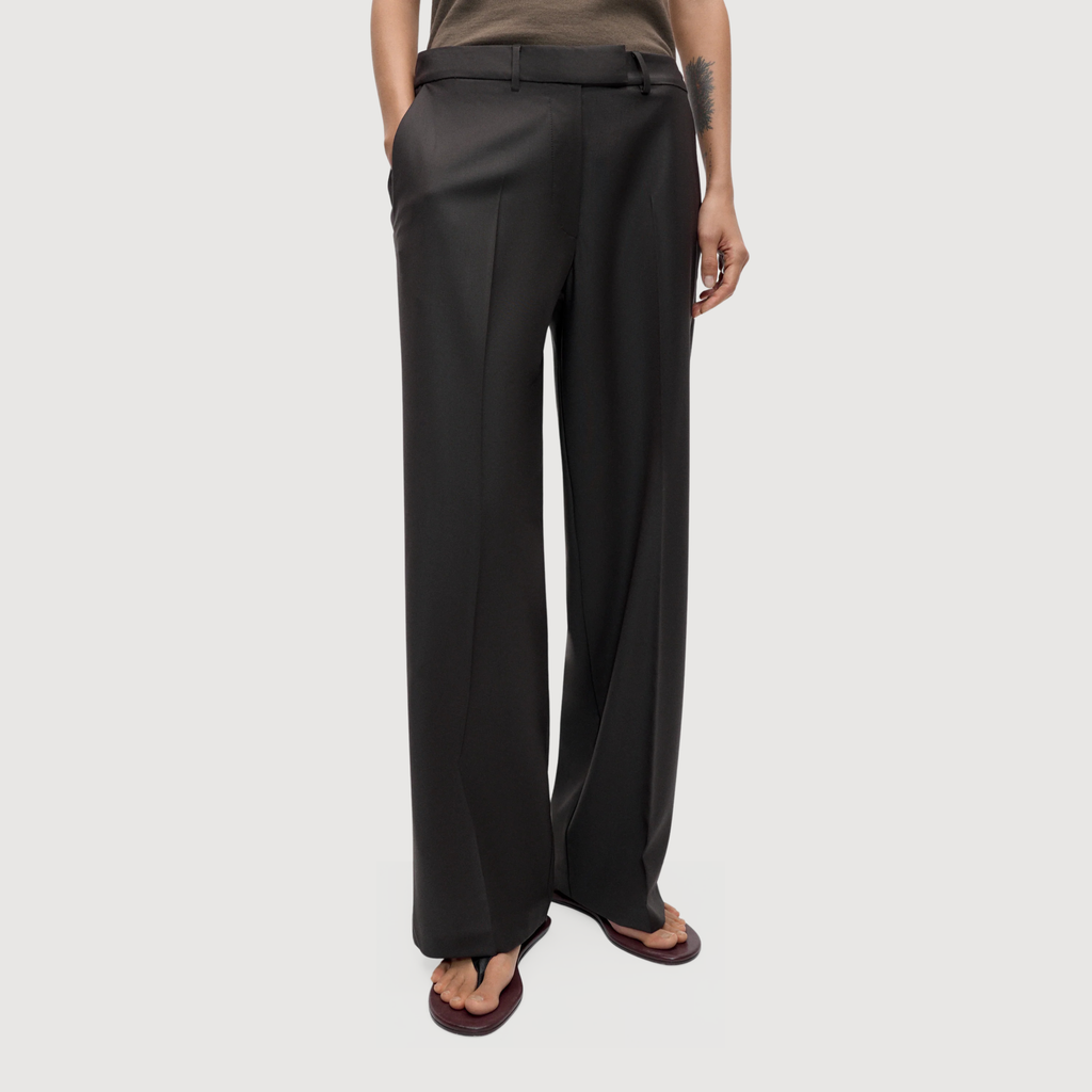 CORDERA - Low rise virgin wool pants dark brown