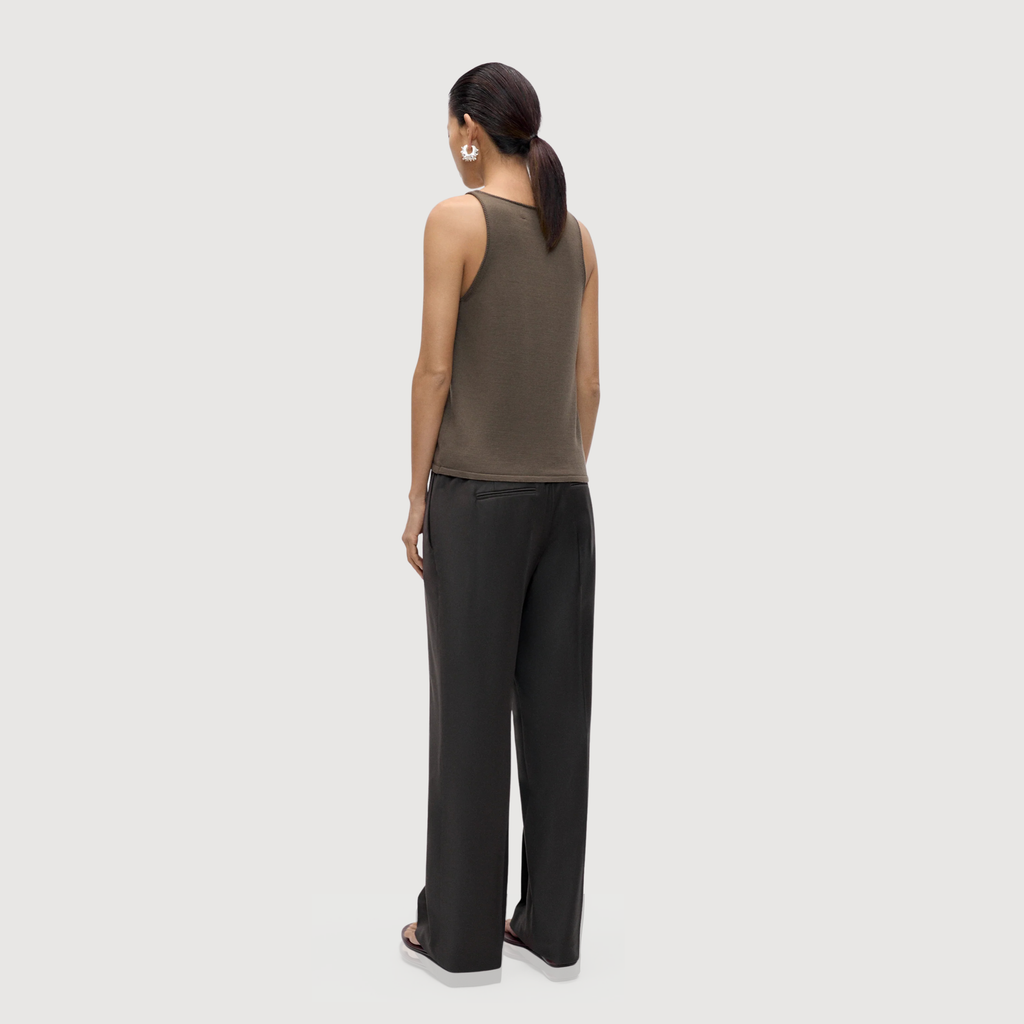 CORDERA - Low rise virgin wool pants dark brown