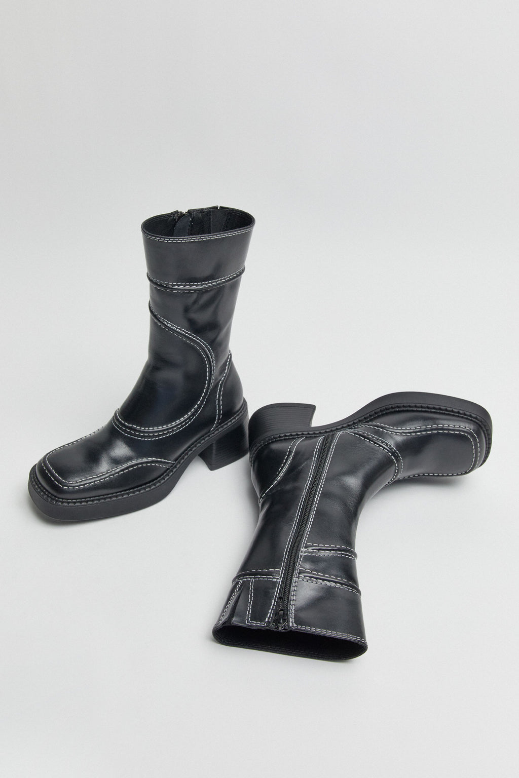 MIISTA - Malene boots black leather white stitching